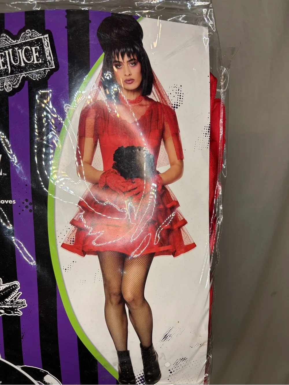 Beetlejuice Lydia Deetz Adult Medium 8-10 Costume Dress with Veil and Gloves